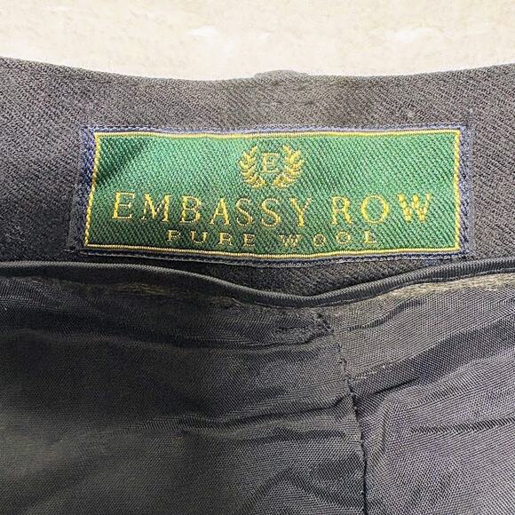 Embassy Row Pure Wool High Rise Pleated Trouser Pants Navy Womens Size 16 - Picture 6 of 11
